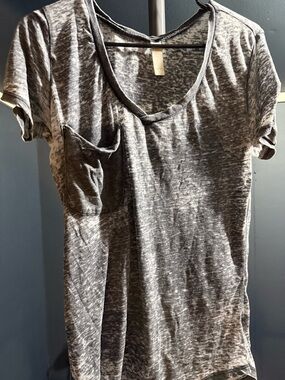 Altar'd State Gray Burnout Short-Sleeve v-neck Pocket Tee